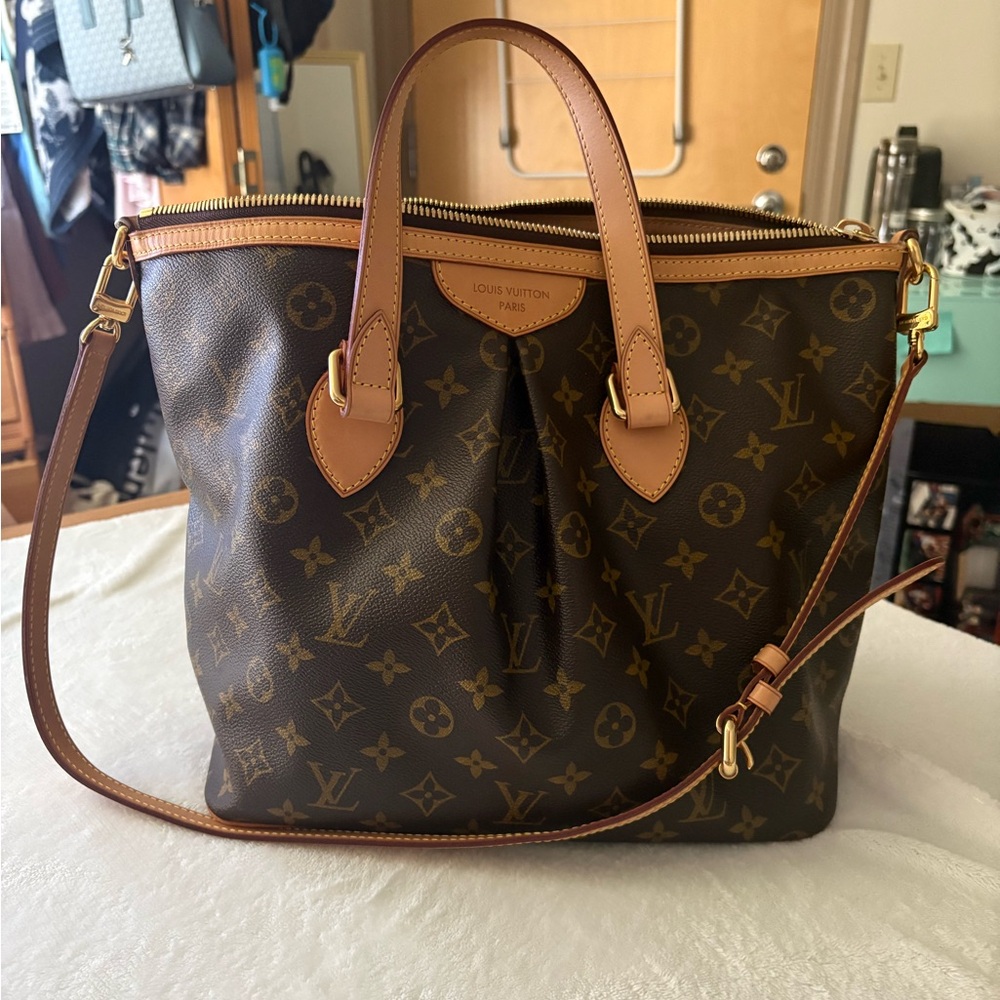 Louis Vuitton Brown Monogram Tote with Leather Trim